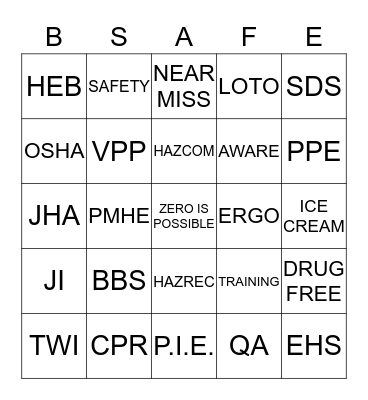 SAFETY BINGO Card
