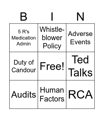 NUR5080 BINGO Card