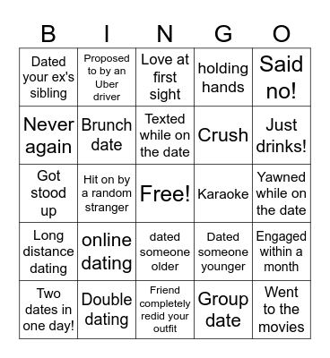 Dating Bingo Card