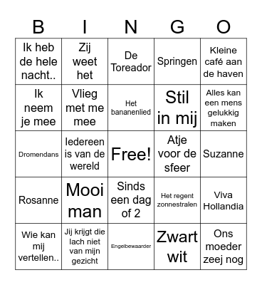MUZIEKBINGO Nederlandstalig 2023 Bingo Card