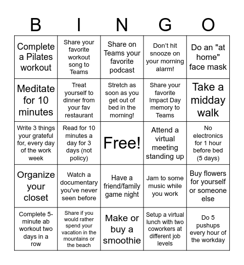 BINGO Game 3 Bingo Card