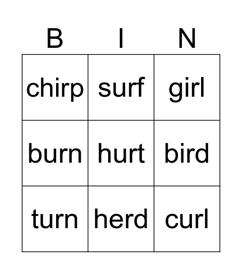 r-controlled Bingo Card