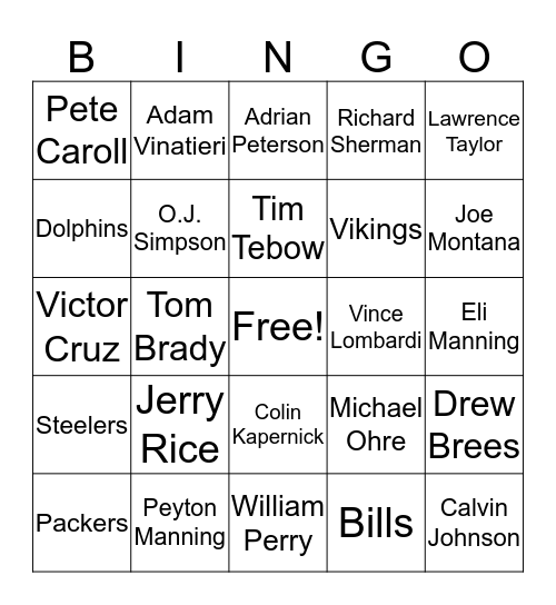 Football Bingo Card