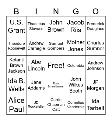 USI Final Exam: People Bingo Card