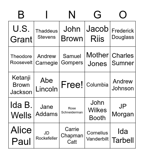 USI Final Exam: People Bingo Card