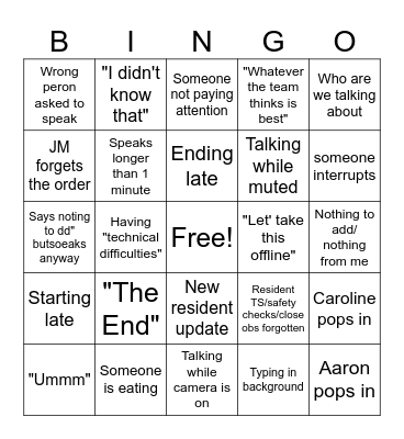 Rounds Bingo for Cool Kids Bingo Card