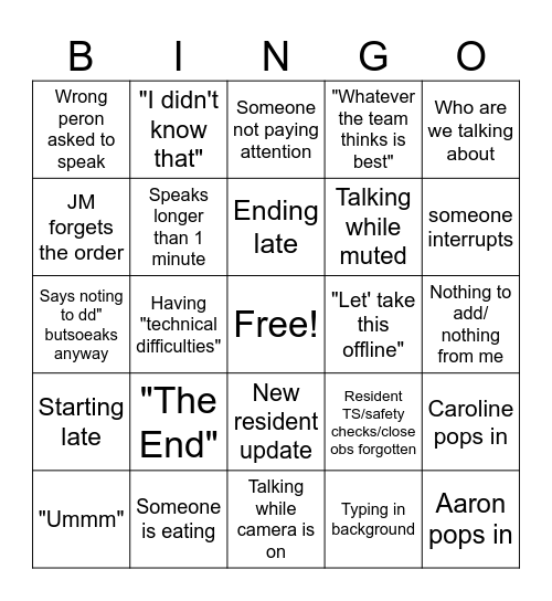 Rounds Bingo for Cool Kids Bingo Card