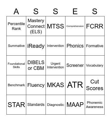Assessments Bingo Card