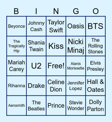 DC Summer Music Bingo Card