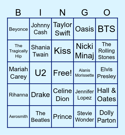 DC Summer Music Bingo Card