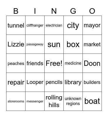 The City of Ember Bingo Card