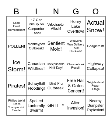 C. W. Henry School Closure Bingo! Bingo Card