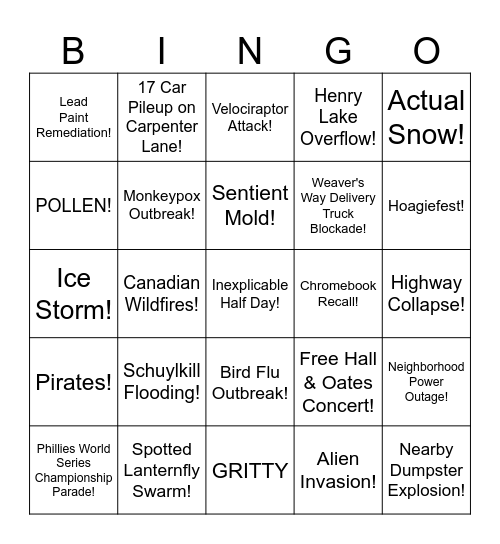 C. W. Henry School Closure Bingo! Bingo Card