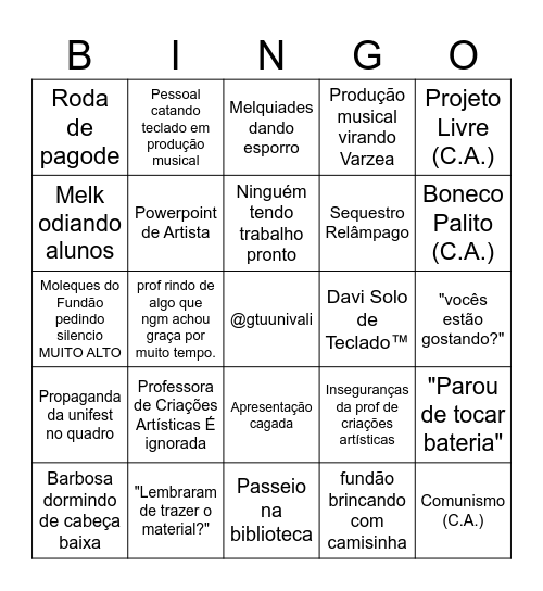 Bingo de Linguagens Bingo Card