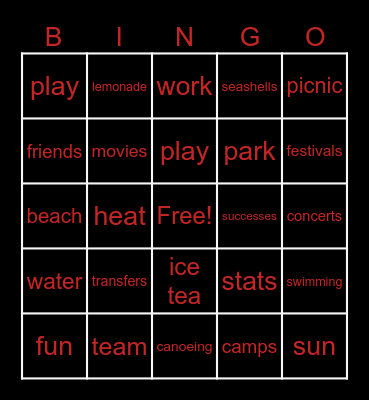 Team Tina EF Bingo Card