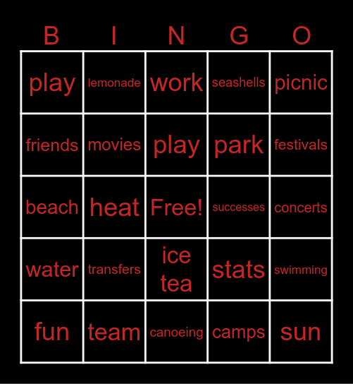 Team Tina EF Bingo Card