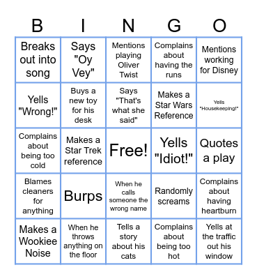 Ryan-Isms Bingo Card
