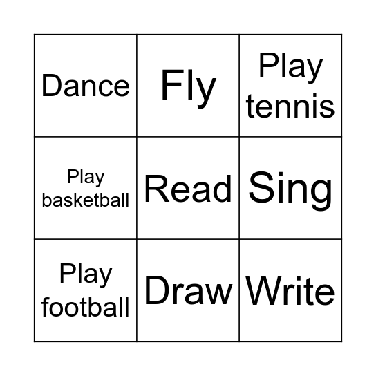 Can you...? Bingo Card