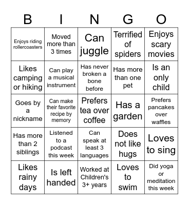 Summer Picnic Bingo Card
