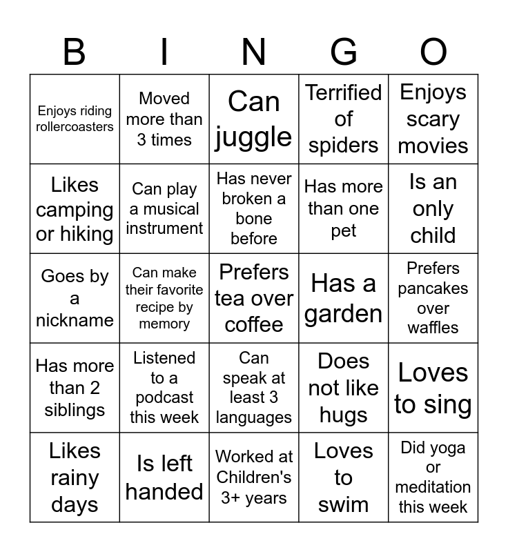 Summer Picnic Bingo Card