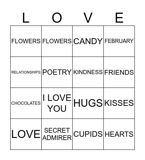 Valentine's Bingo Card