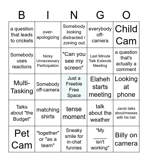 Meeting Bingo 2.0 Bingo Card