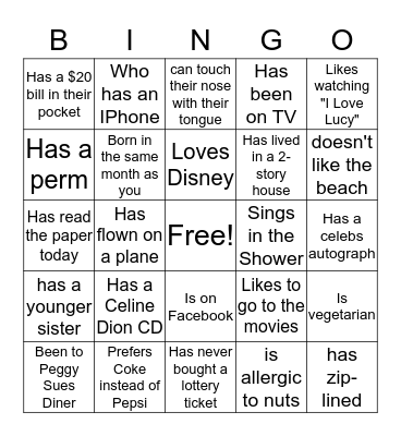 Meet & Greet Bingo Card