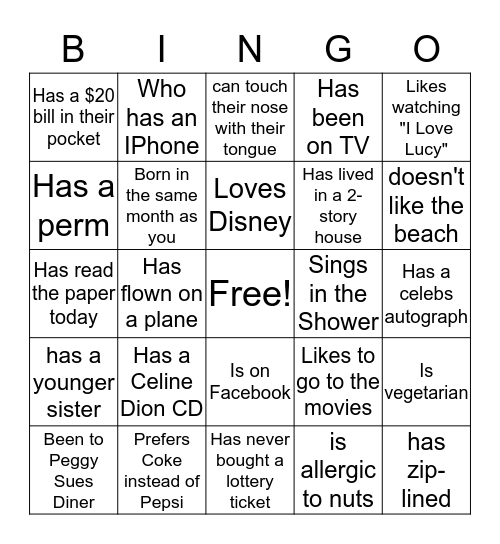 Meet & Greet Bingo Card