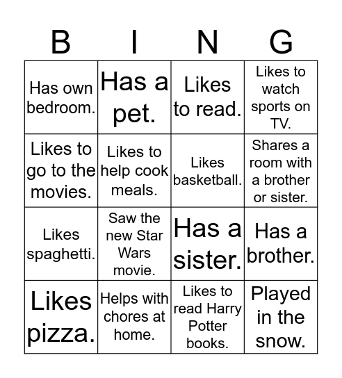 Friends Bingo Card