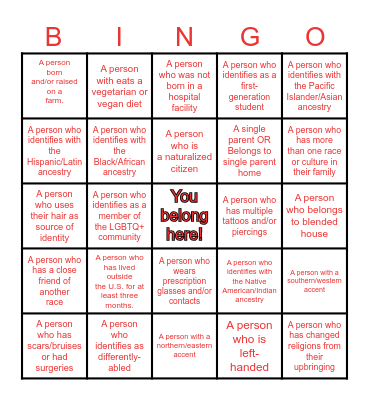 Diversity, Equity, and Inclusion Bingo! Bingo Card