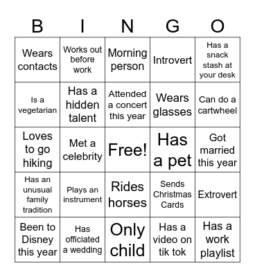 Icebreaker Bingo Card