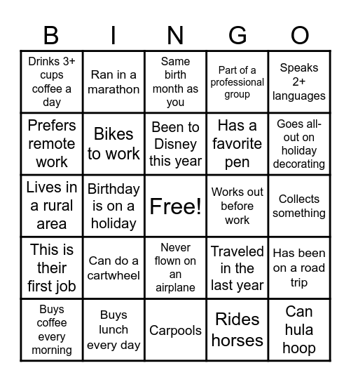 Project Services Networking Bingo Card
