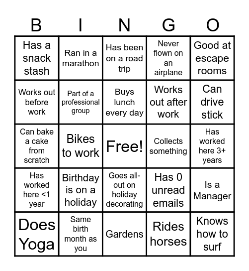 Project Services Bingo Card