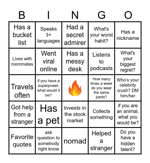 HUMAN BINGO Card