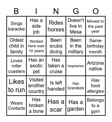 ICEBREAKER Bingo Card