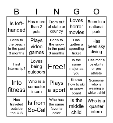 Blackout Bingo Card