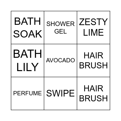 BODY SHOP BINGO Card