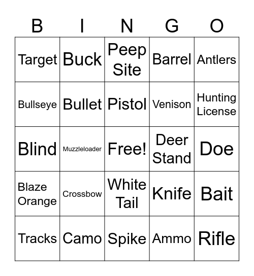 Hunting Bingo Card