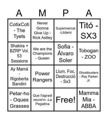 Bingo Musical Claret Bingo Card