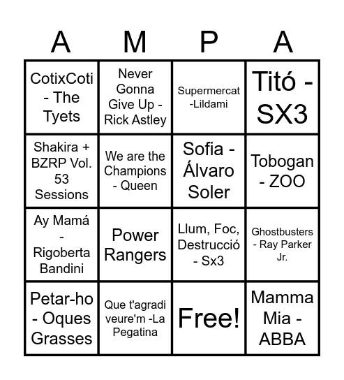 Bingo Musical Claret Bingo Card