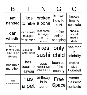 PLG GTKY Bingo Card