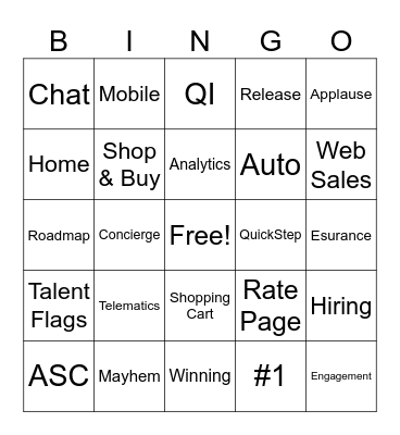 Web Sales Bingo Card