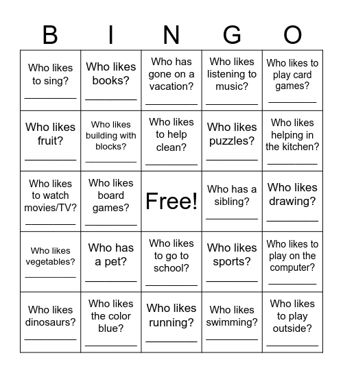 Which Friend Is It? Bingo Card