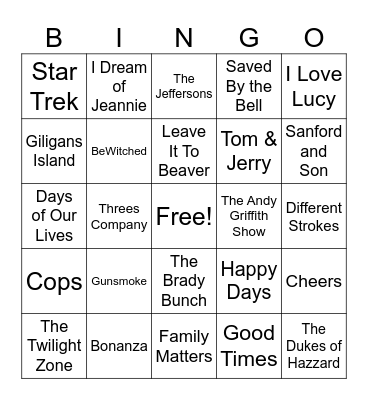 TV Bingo Card