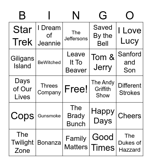 TV Bingo Card