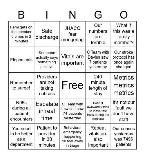 DMS Huddle Bingo Card