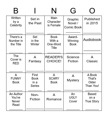 Cheshire Library   Winter Reading Bingo Card