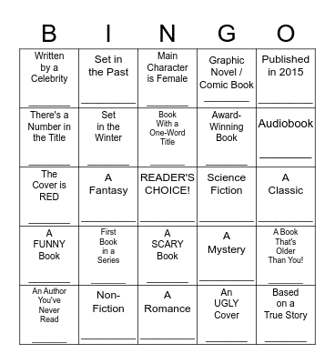 Cheshire Library   Winter Reading Bingo Card