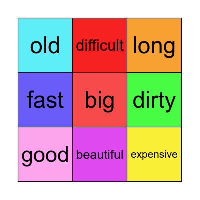 ADJECTIVES BINGO Card