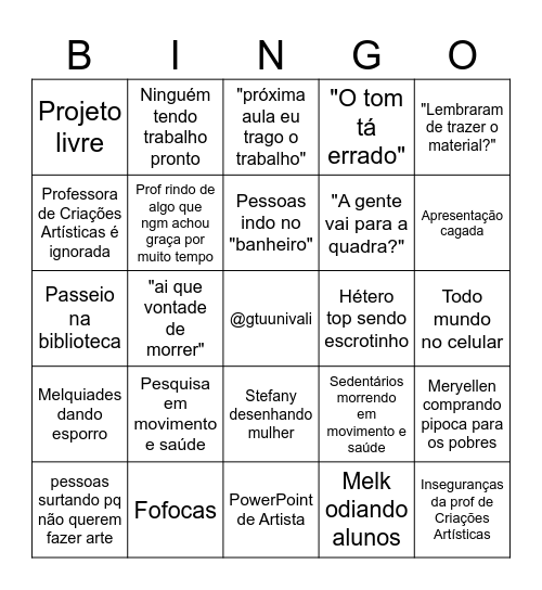 Bingo de linguagens Bingo Card